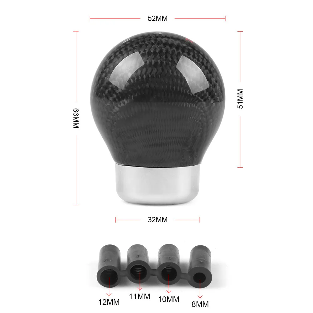 

Universal Car Real Carbon Fiber Gear Shift knob Manual Transmission Shifter Lever Round Ball Shape Handle Gearstick Interior