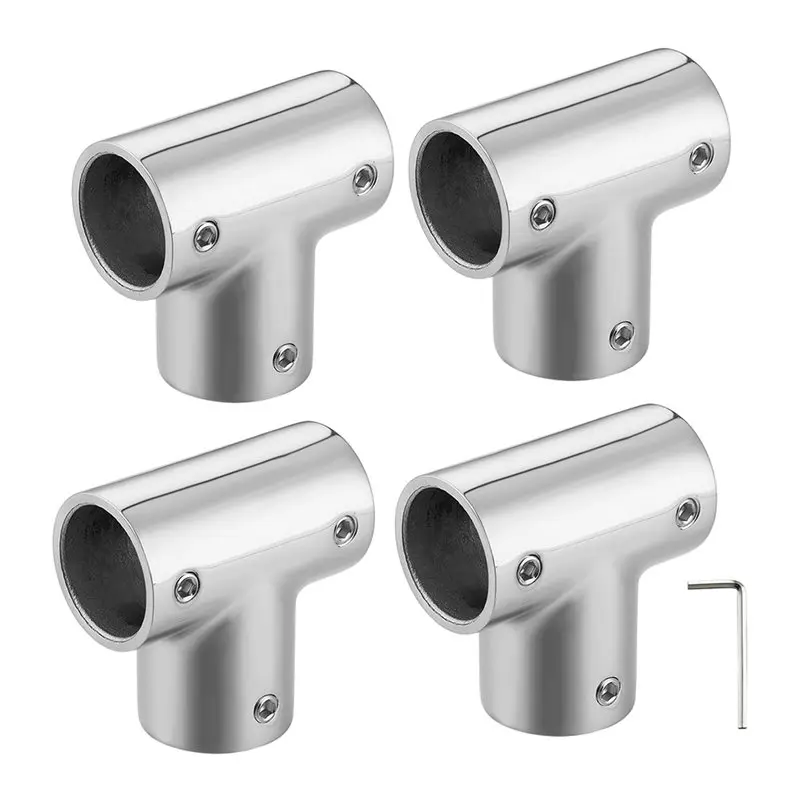 

4 Pack Boat Handrail Tee, 316 Stainless Steel 90 Degree Marine T Connector , T Joint For Yacht Deck Railing