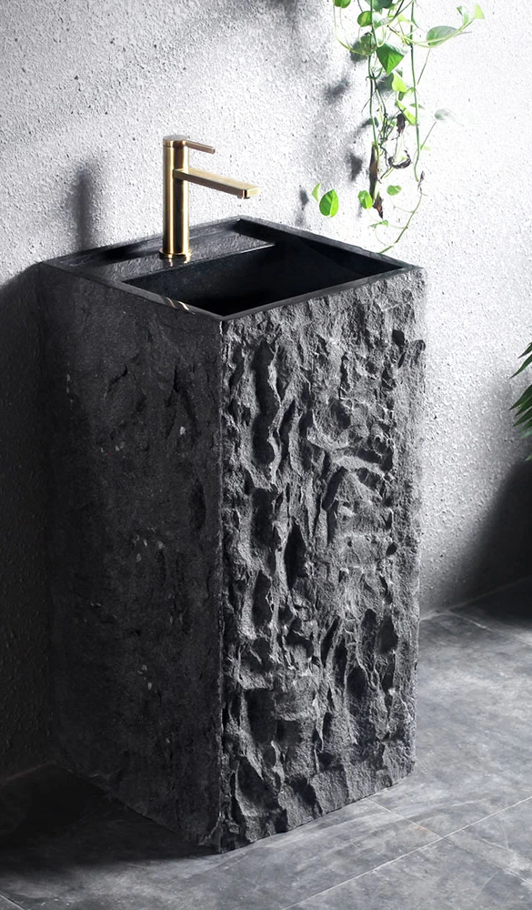 Wash Basin Outdoor Courtyard Floor-Standing Stone Wash Basin Sink Chinese Style Balcony Pedestal Basin