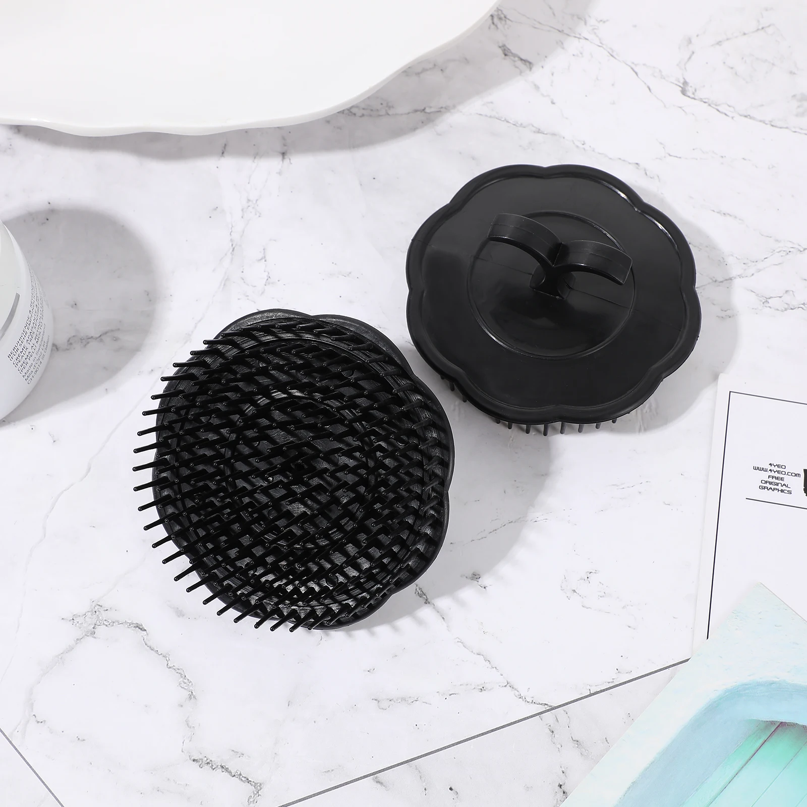 

4pcs Scalp Shampoo Brush Head Massager Hair Care Tool Lightweight Durable Plastic Bath Scrubber Improve Blood Circulation Stress