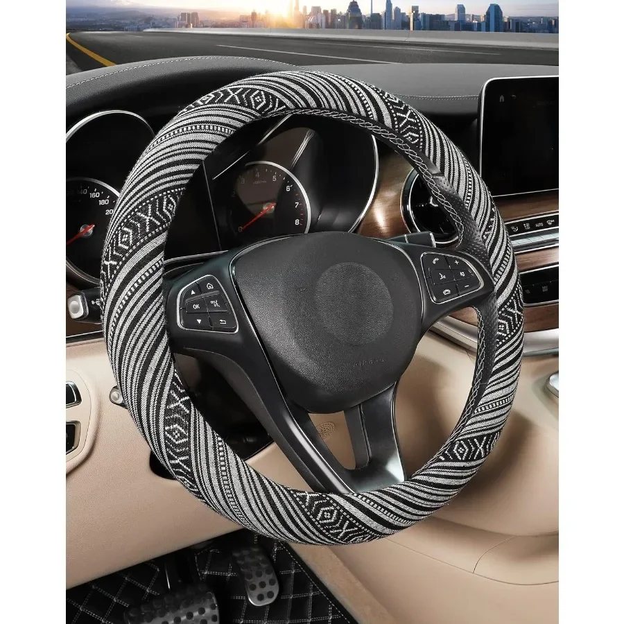 

Boho Steering Wheel Cover with Baja Blanket Cloth Ethnic Style Auto Wheel Cover Made of Coarse Flax Fits 14 1 215 1 4 inches Ca