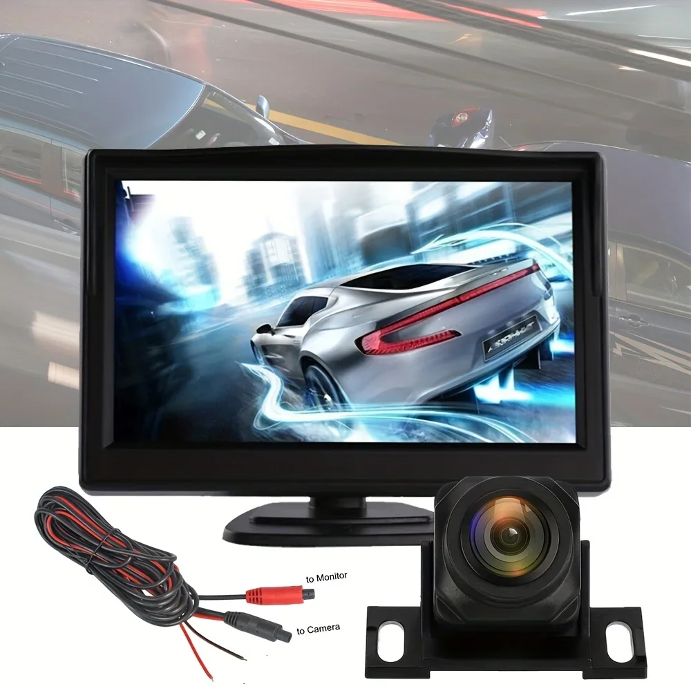 Backup Camera For Car HD 5 Inch Monitor Rear View Mirror Camera System Easy Installation Real Night Vision For Truck Minivan SUV