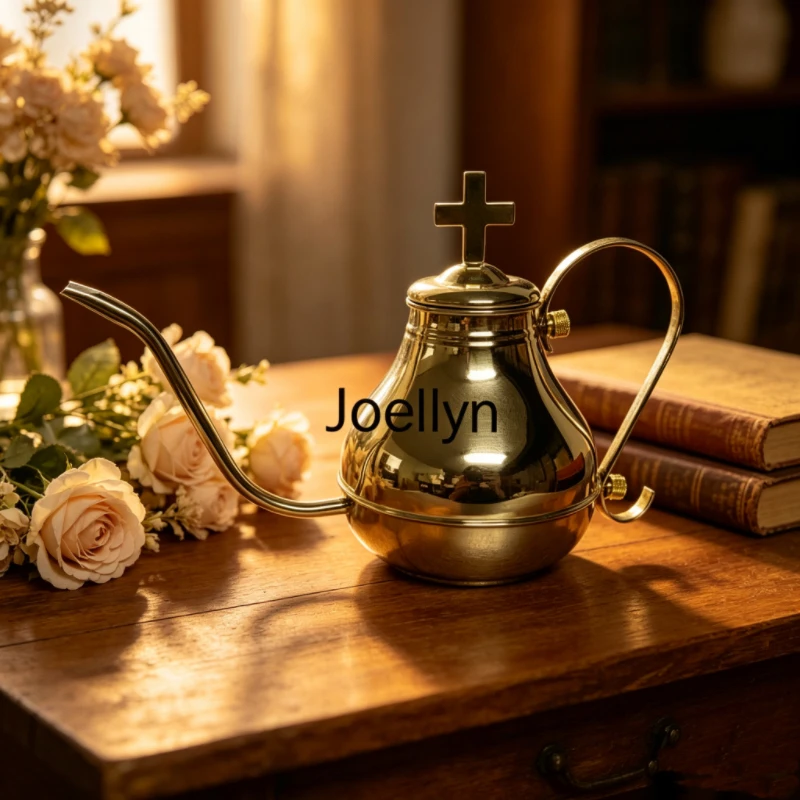 Stainless Steel Holy Juice Pot Silver Cross Flask Flagon Christian, Church