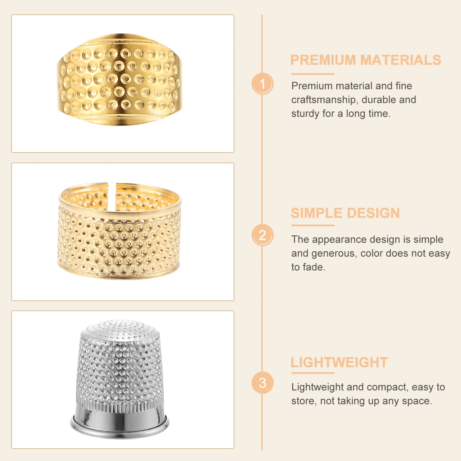 

15pcs Thimbles Sewing Tools Finger Protectors Cross Stitch Metal Sleeves DIY Kit Premium Quality Durable Storage Gifts