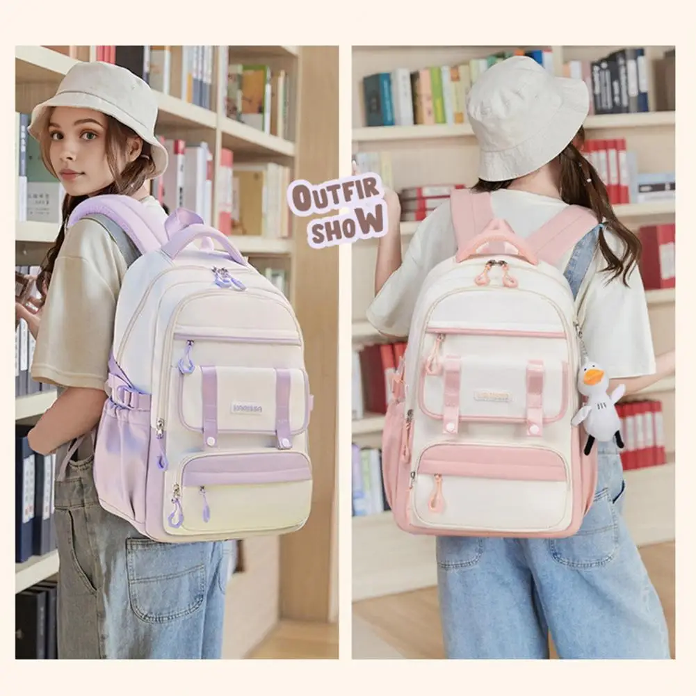 15.6-inch Laptop Compartment School Bag Waterproof Cartoon Charm School Bag Set with Capacity Study Bag Pencil Case for Travel