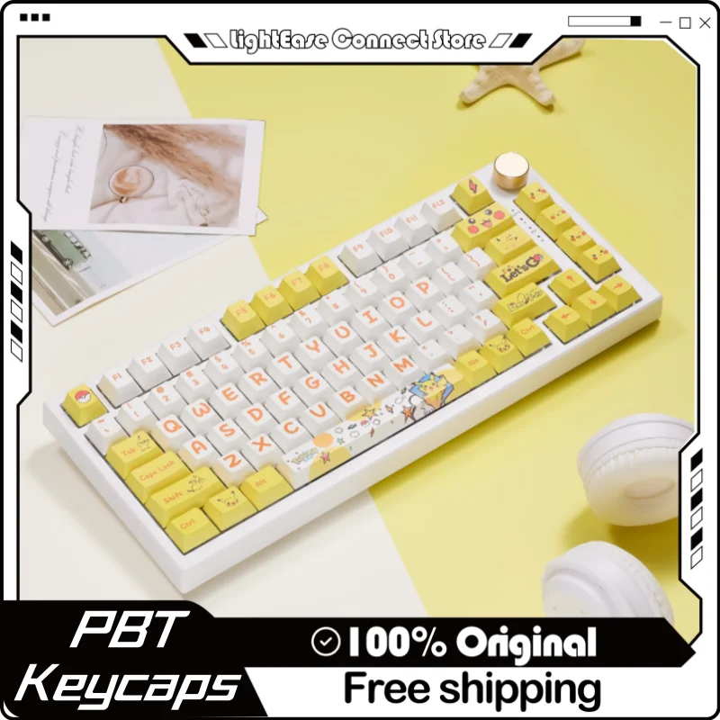 2024 New Electric Mouse Theme Keycap 126 Key Cherry Pbt Thermal Sublimation Mechanical Keyboard Yellow Anime Game Cute Keycap