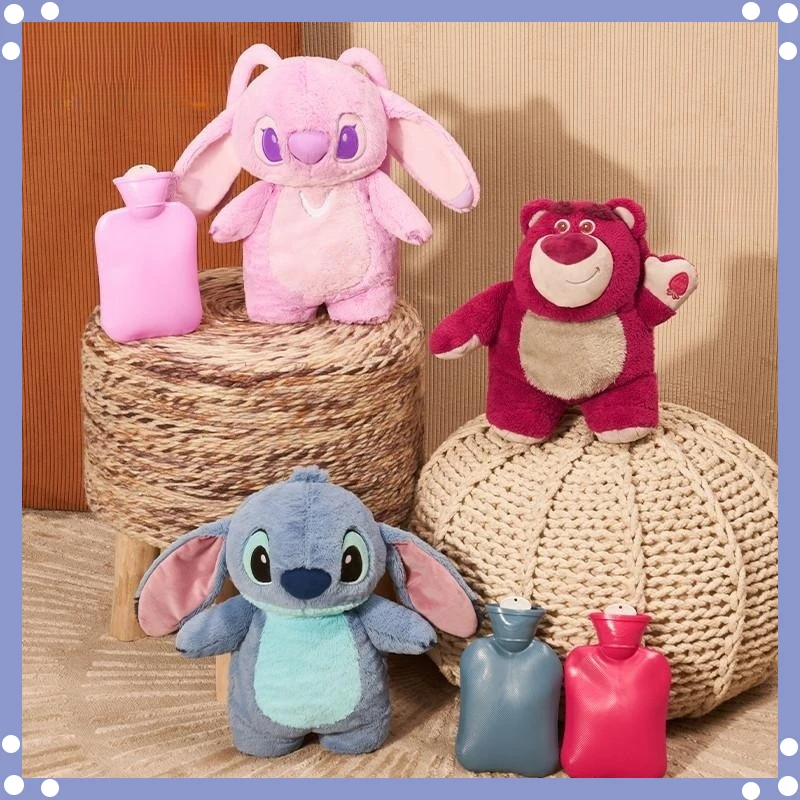 Disney Turo Lilo Stitch Kawaii Plush Anime Hand Warm Bottle Hot Water Bottles Soft Water Filling Hand Warmer Christmas Toys Gift