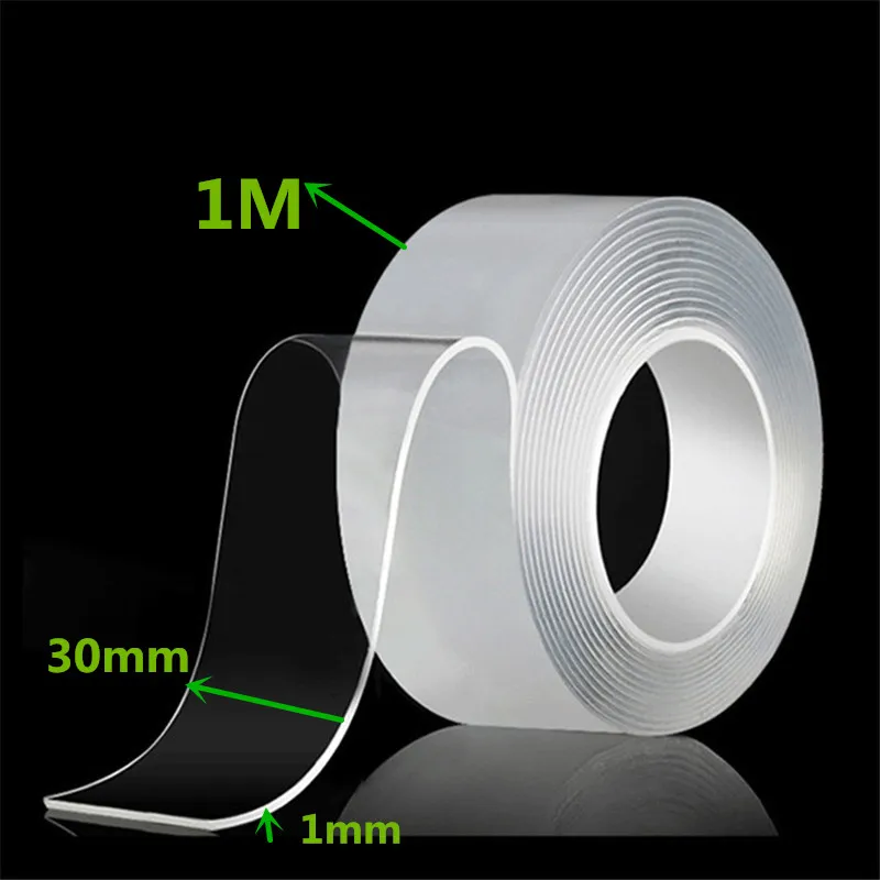 1 m/3 m/5 m Ultra-starkes, leistungsstarkes, doppelseitiges Nano-Klebeband, Wandspiegel-Aufkleber, selbstklebendes, wasserdichtes Klebeband, Heimbedarf