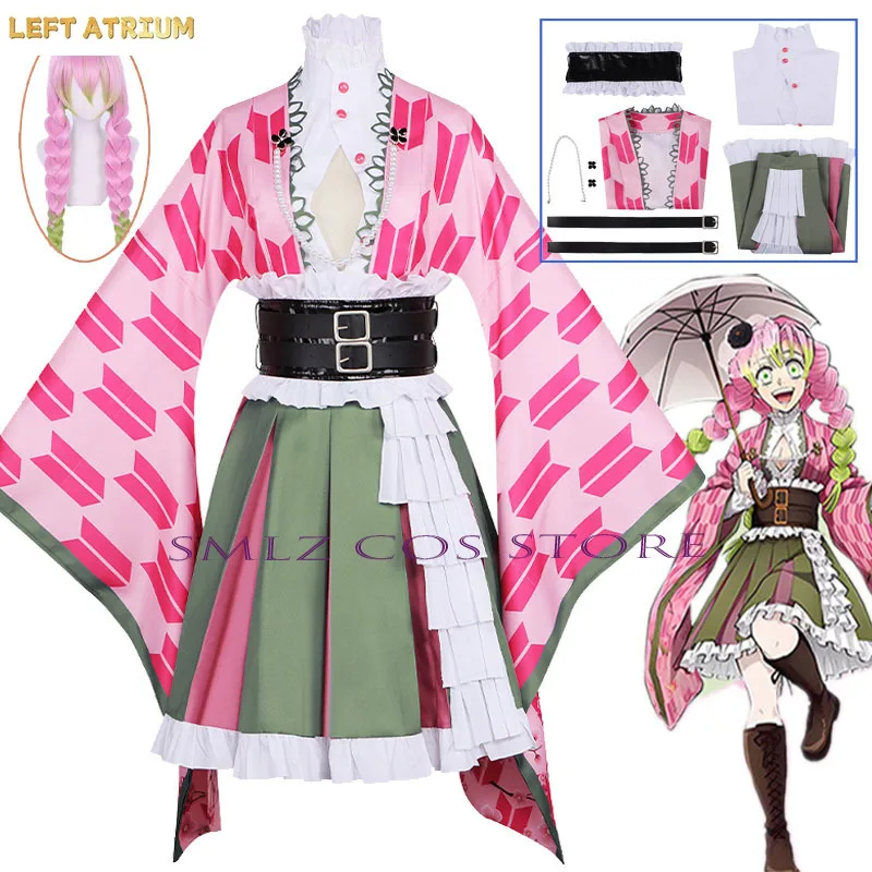 

Anime Kanroji Mitsuri Cosplay Costume Japanese Pink Kimono Outfit Halloween Carnival Party Disguise Stage Dress Suit for Woman