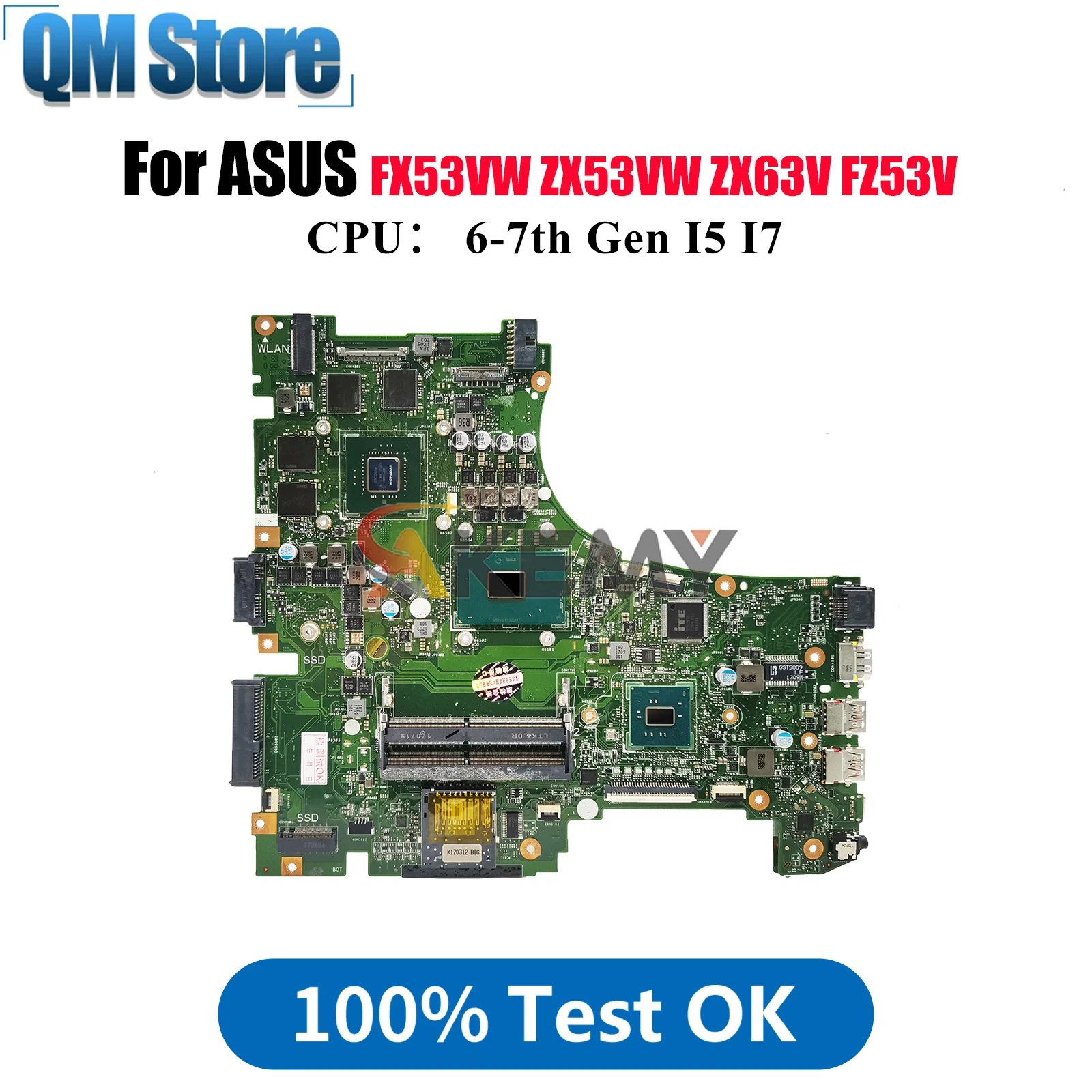 

Материнская плата для ноутбука GL553VD для ASUS ROG GL553VE GL553VD ZX53V GL553V FX53VW FZ53V ZX53VW ZX63V, материнская плата с процессором I5 I7, тест ОК
