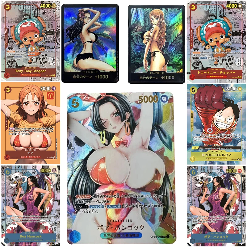 

One Piece Diy Homemade Luffy Nami Hancock Opcg Anime Characters Rare Collection Flash Card Cartoon Board Game Toy Christmas Gift