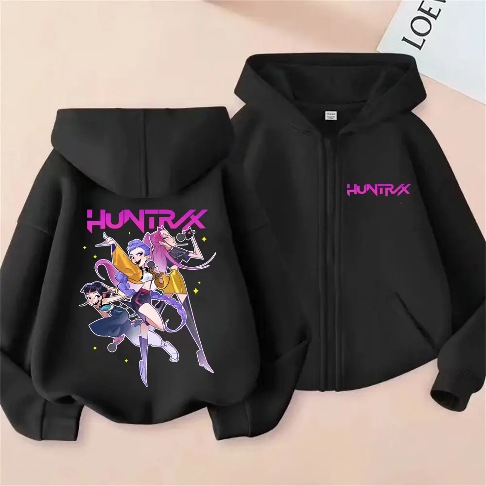 

Hot Kpop Demon Hunters Zipper Hoodie Funny Cute Rumi Mira Zoey Graphic Zip Up Jacket Men Women Fashion Casual Oversized Hoodies