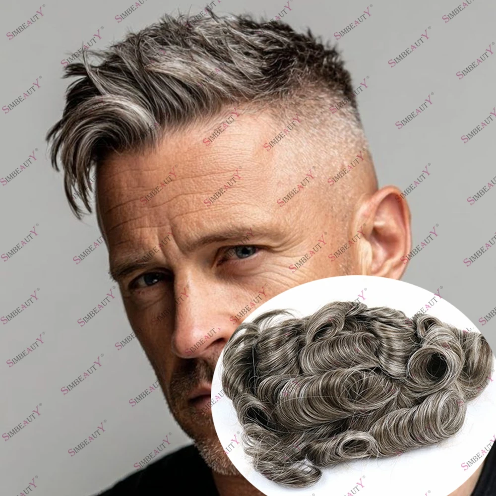 

Необнаружимая линия волос, мужская система замены человеческих волос для облысения 1B40 240 # Суперлегкий парик Salt&Pepper Hair, плотность 90%