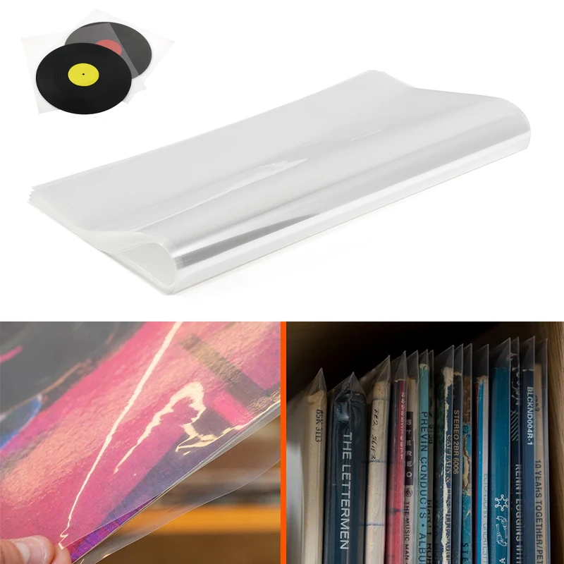 50PCS Clear Plastic LP Outer Sleeves 32x32cm OPP Record Disc Protective Storage Bags for Turntable Player LP Vinyl Record