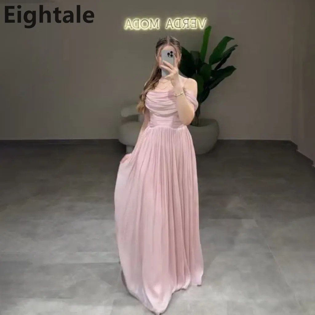 

Eightale 2025 Pink Floor Length Maxi Off Shoulder Evening Dress Wedding Party Formal Prom Dress Dubai Party Gown Customized