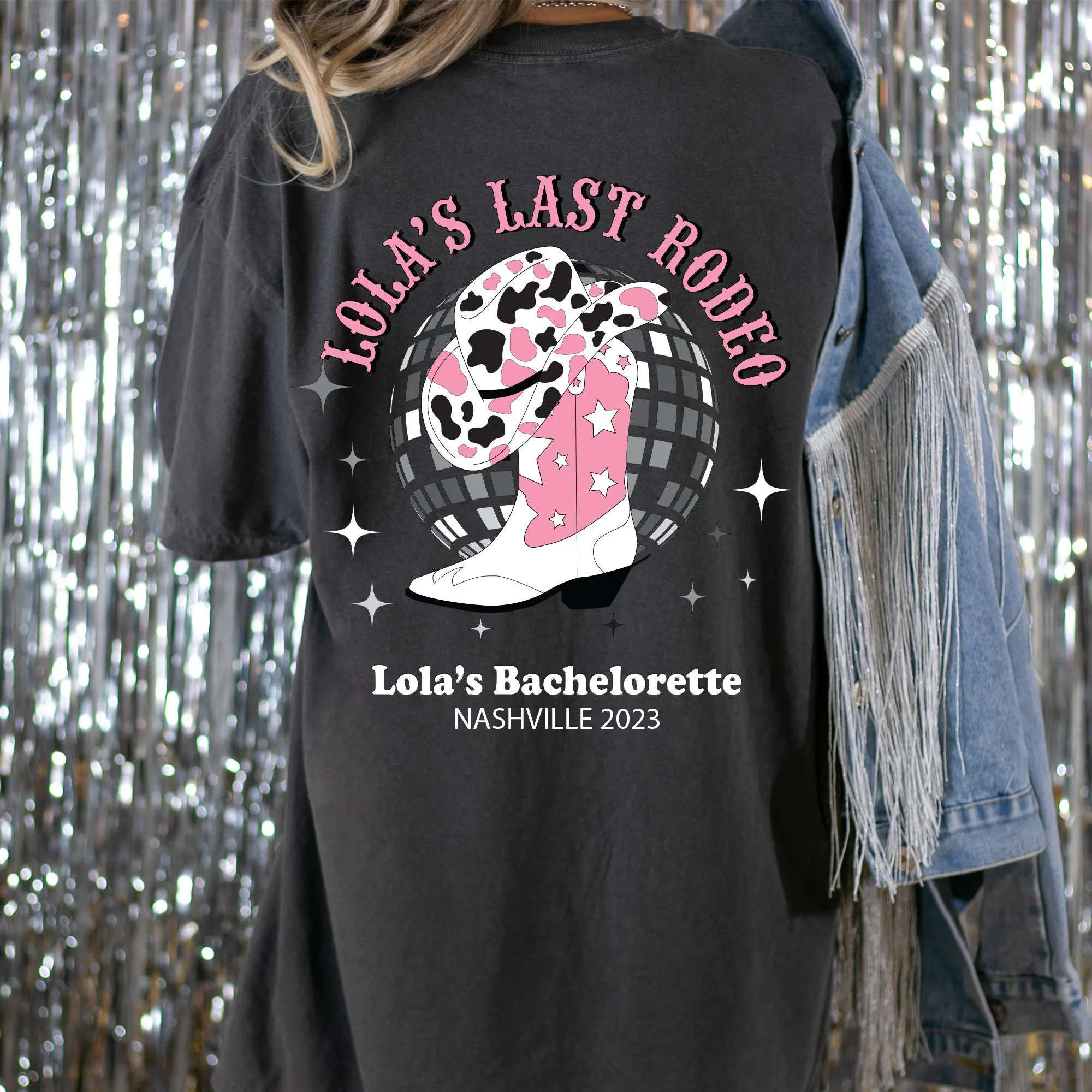 Nashville Bachelorette T Shirt Disco Cowgirl Favors Country Western Bridal Party Last Rodeo Bride My DBACH111