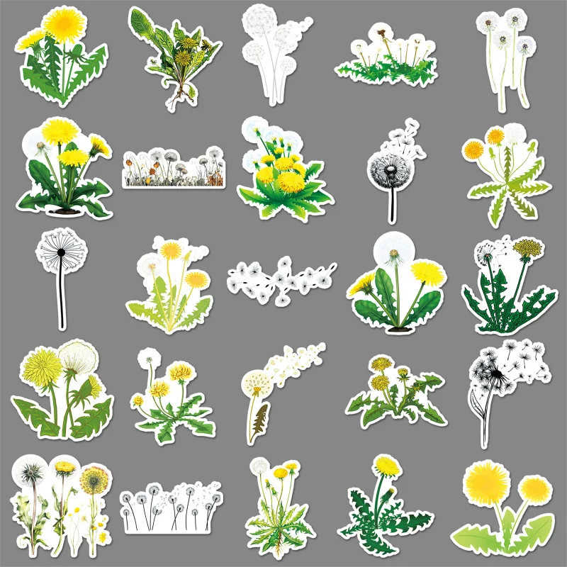 50Zhang Dandelion Graffiti Sticker Personalized and Small Fresh Plant Flower Decoration Mobile Phone Water Cup Waterproof Sticke