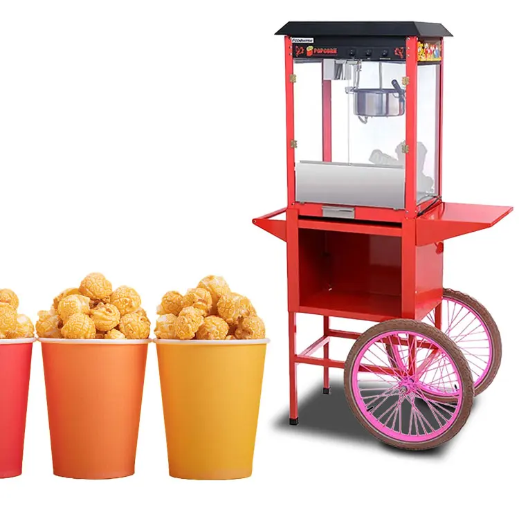 

Food Electric Popcorn Maker Stainless Steel Easy To Operate Popcorn Industrial Commercial Popcorn Maker With Cart
