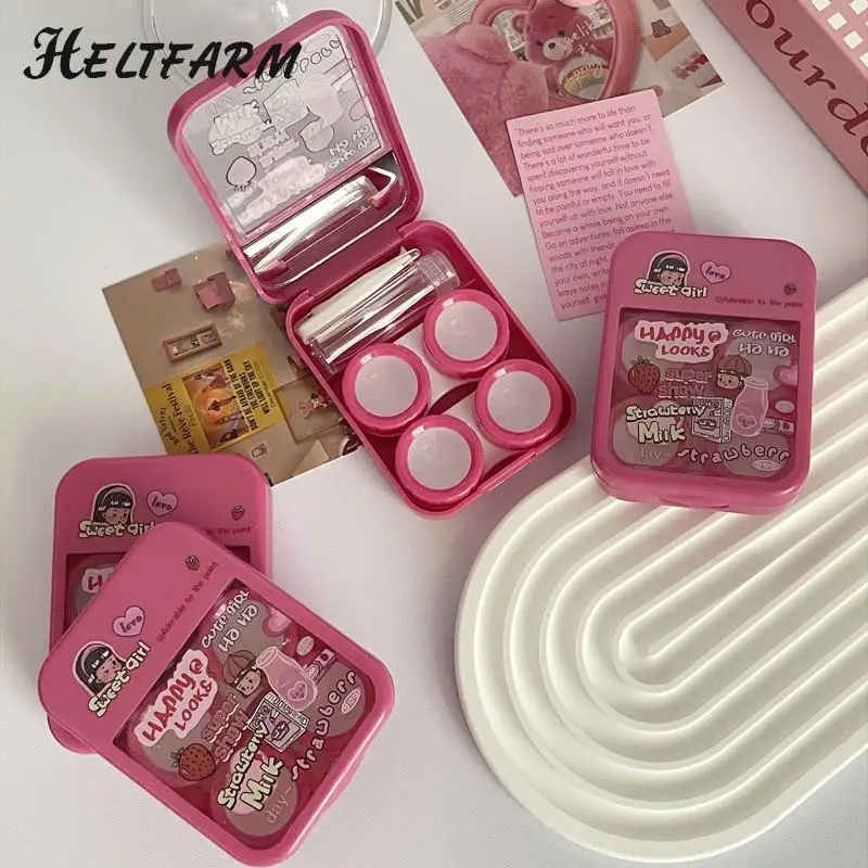 

Cute Mini Contact Lenses Case Kit For Girls Travel Portable Contact Lens Box Contact Lens Storage Container 8.1x6x2.2cm