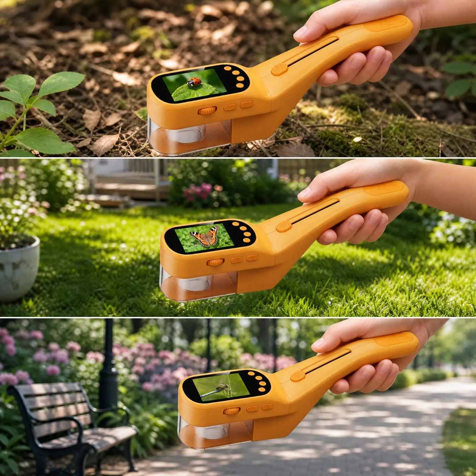 Children Portable Microsc with 2.4 Inch Screen 500X Magnification Handheld Digital Microscope for Coin and Flower Viewing
