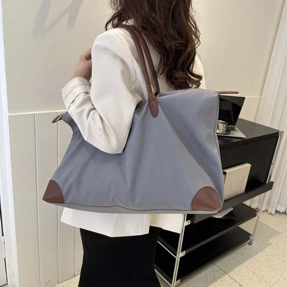 

Solid Color Oxford Tote Bag Large Capacity Waterproof Nylon Shoulder Bag Korean Style Dumpling Bag Simple Underarm Bag