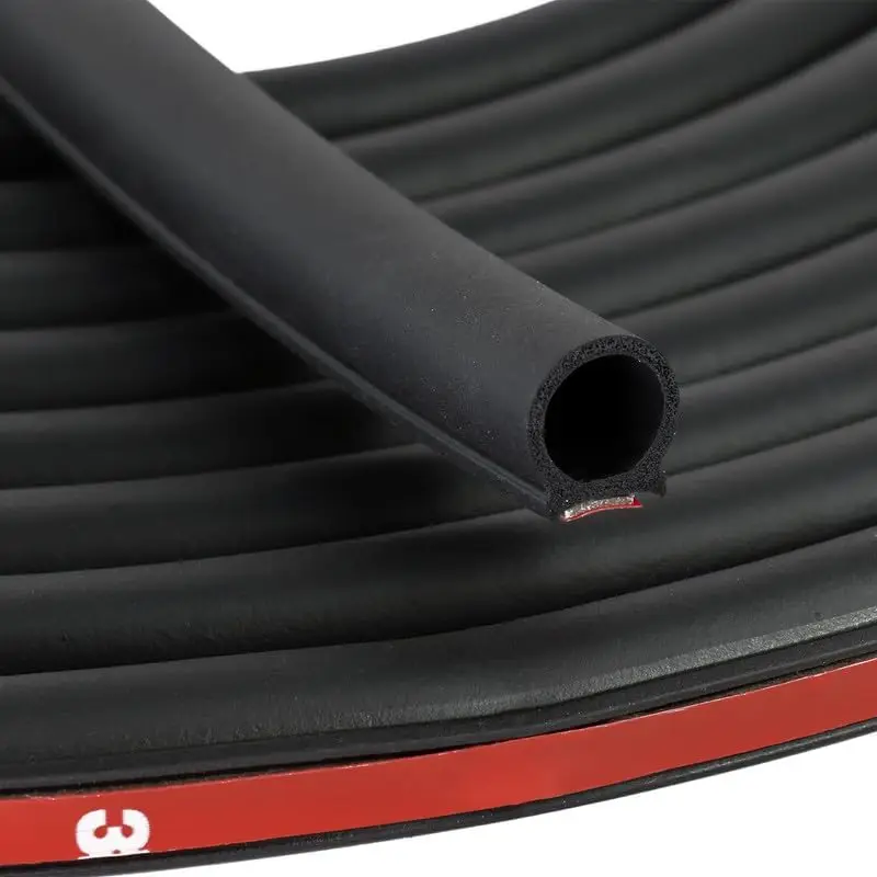 

D Shape Rubber Seal Strip, 3/4" Large Door Weather Stripping, Self-Adhesive EPDM for Cars, Trucks, RVs, Boats, Home (Black, 6Ft)