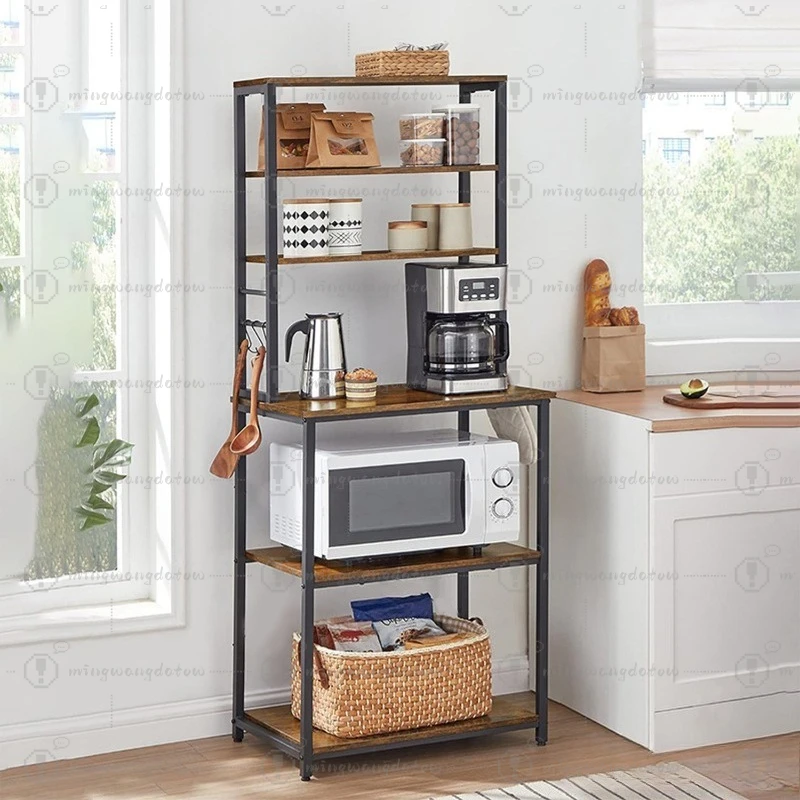 Multi-layer Freestanding Kitchen Organizer Rack, Multifunctional Microwave Oven and Bread Storage Stand