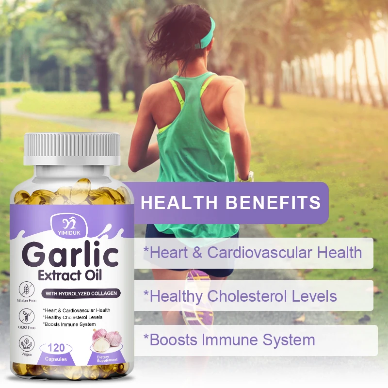 Garlic Oil Capsules Lowering Cholesterol Boosts Immunity Improves Support Cardiovascular Brain Health Balance Blood Sugar Detox