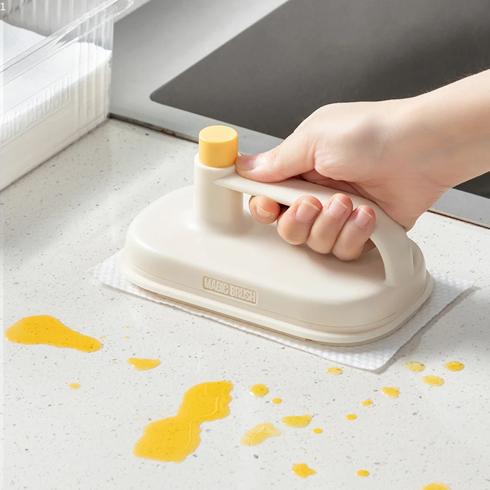 

Kitchen Cleaning Brush Replaceable Disposable Magic Cloth with Handle Cleaning Cloth Wipes Portable Tableware Cleaning Rags