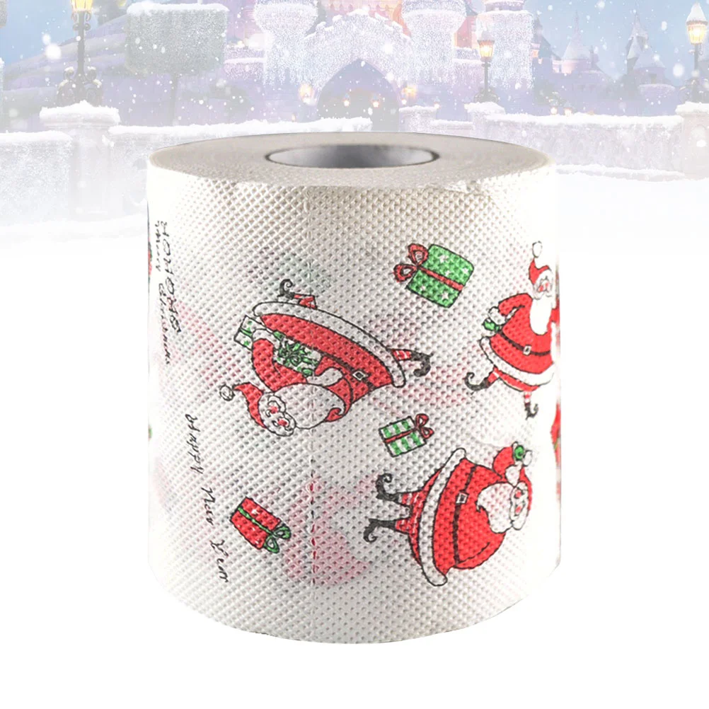 

Creative Toilet Paper Roll Christmas Santa Printing Roll Paper Colored Printed Christmas Bath Tissue