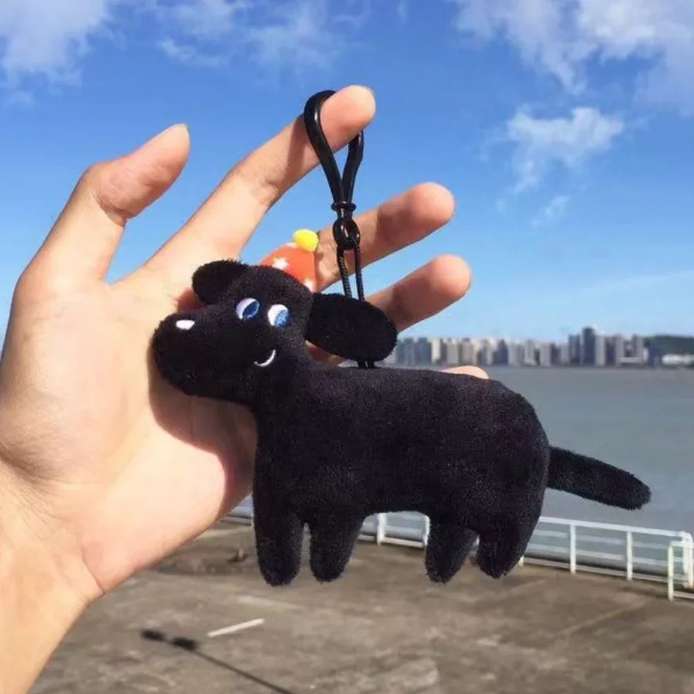 Llaveros de peluche de perro para niña, llavero negro de dibujos animados, llavero de muñecas lindas, colgante creativo de mochila de cachorro,