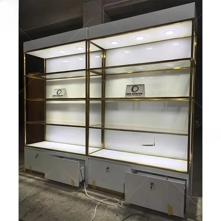 

Fashion Makeup Wall Hanging Display Cabinets Retail Stores Cosmetics Display Shelves and Shelves Storage Design Beauty Products