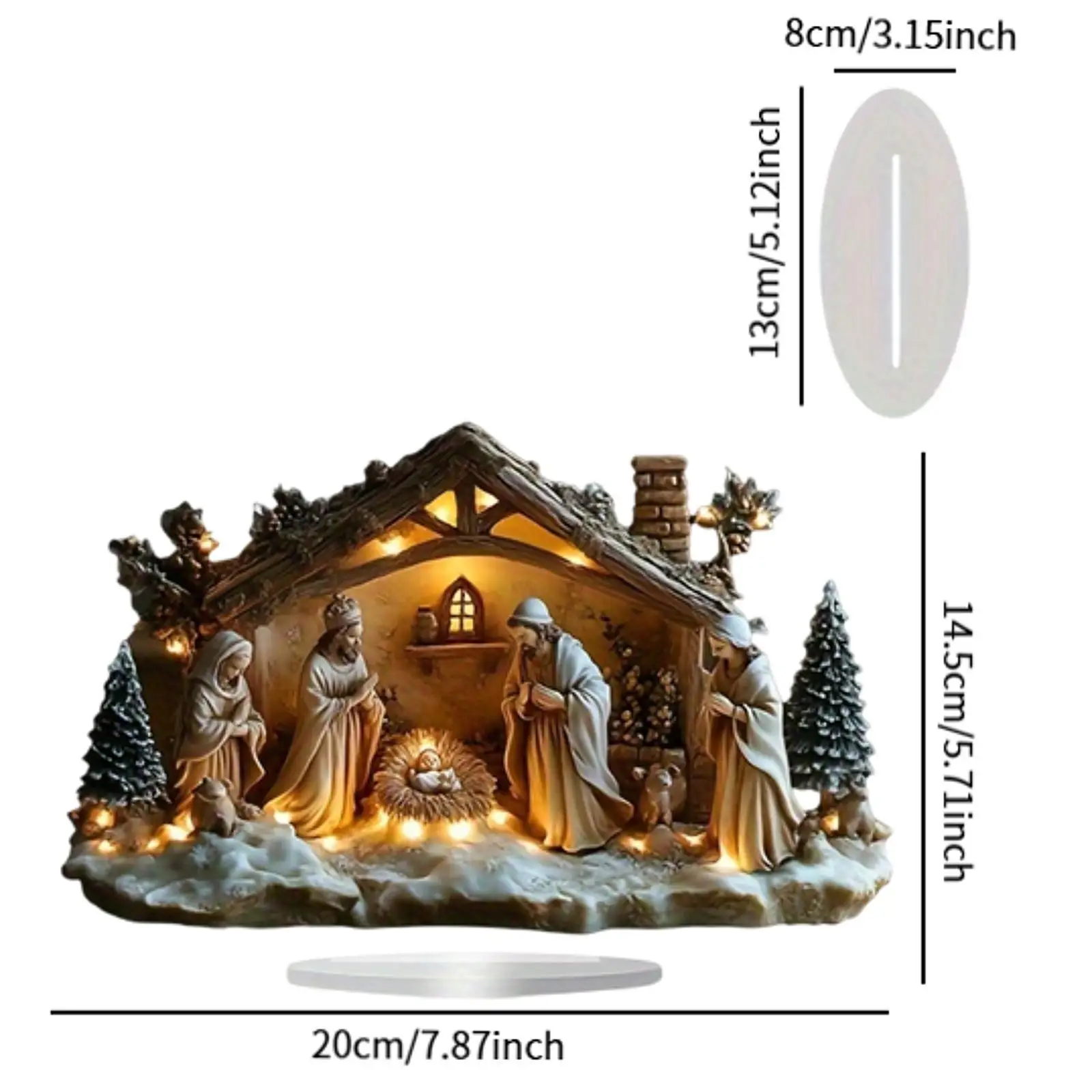 Nativity Scene Acrylic Sign Religious Artwork 2D Decorative Plaque Tabletop Decoration for Cabinet Bedroom Table Office Desk