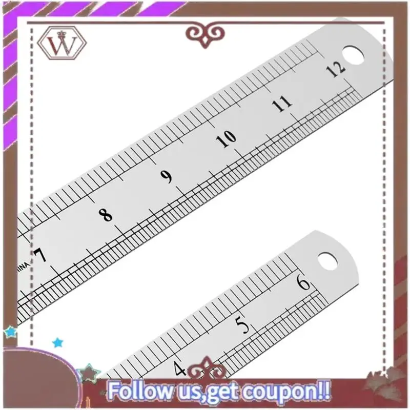 ABBG-3X Stainless Steel Ruler 12 Inch + 6 Inch Metal Rulers