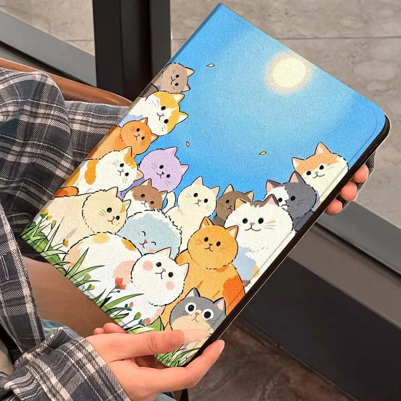 Cartoon Cute Cat Art For Xiaomi Redmi Mi Pad 4 5 6 6s 7 7s SE Pro 2 11 Plus Max 12.4 11 11.2 12.5 8.7 inch Tablet Case view 6