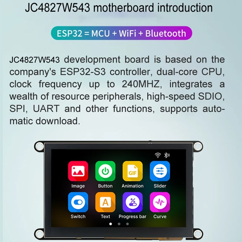 ESP32-S3 8M PSRAM 4M FLASH 4.3 Inch IPS 480X270 HD LCD Display Module Wifi Bluetooth 240Mhz LX6 MCU For Arduino LVGL