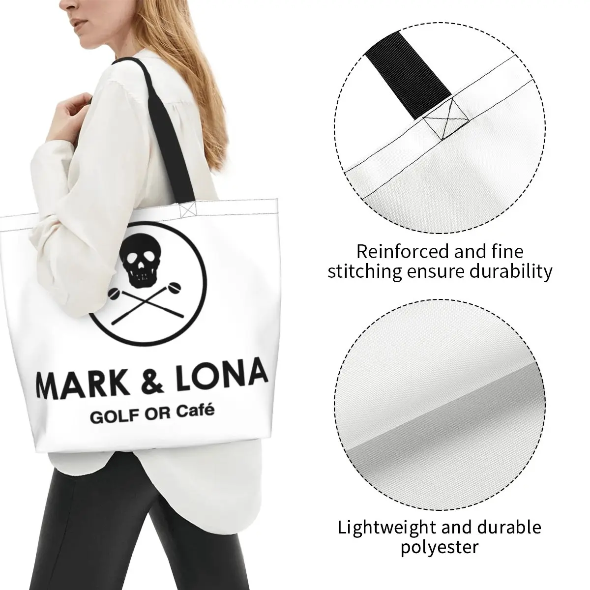 Trendy Unisex Marks Lona Golf Tote Shopping Bag Large Capacity Accessories Shoulder Bag