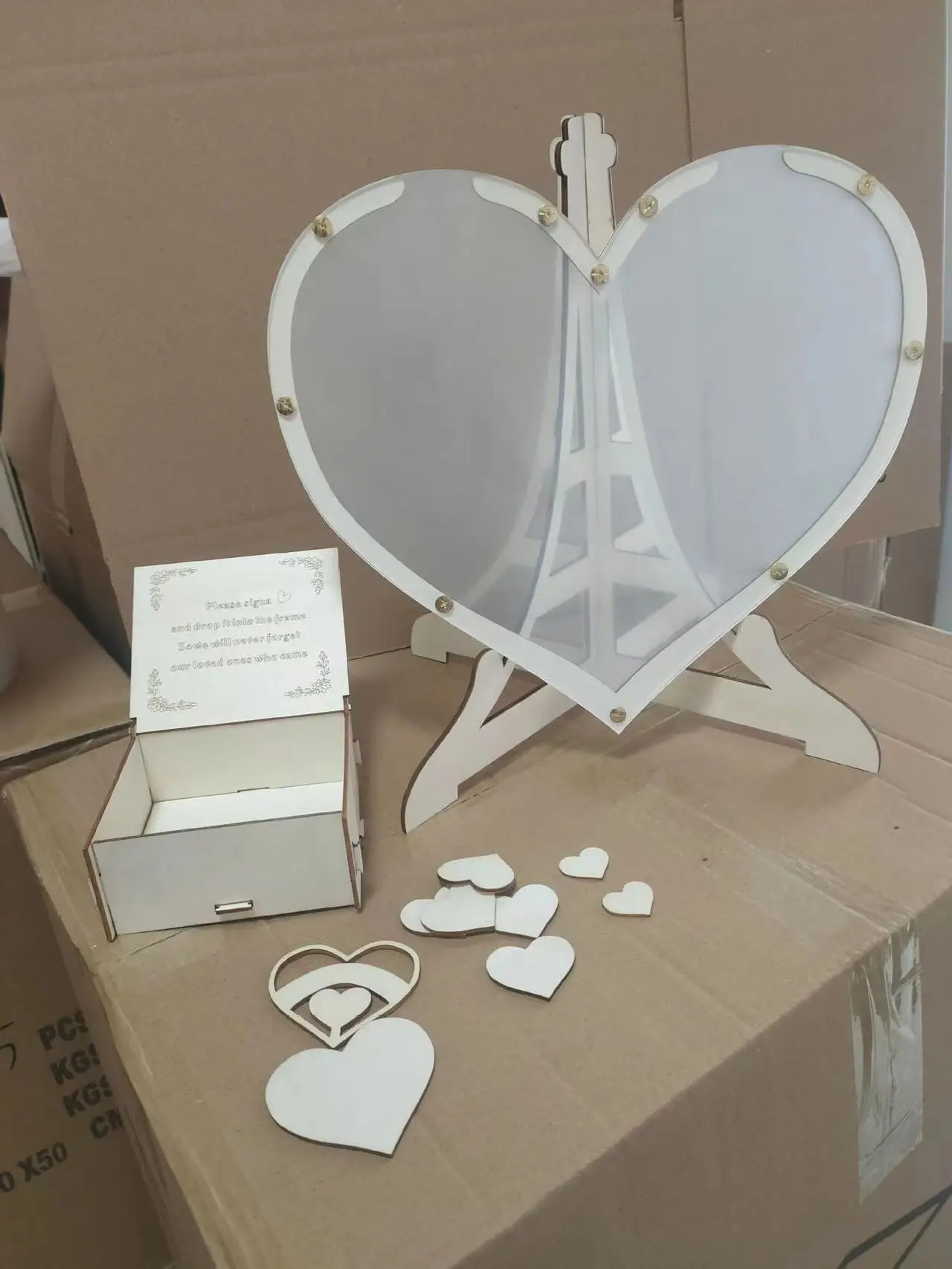 

Shaped Wooden Guest Drop Wedding Baby Shower Keepsake Storage With Blank Heart Cutouts Rustic Wooden Heart Decor Wedding Guest
