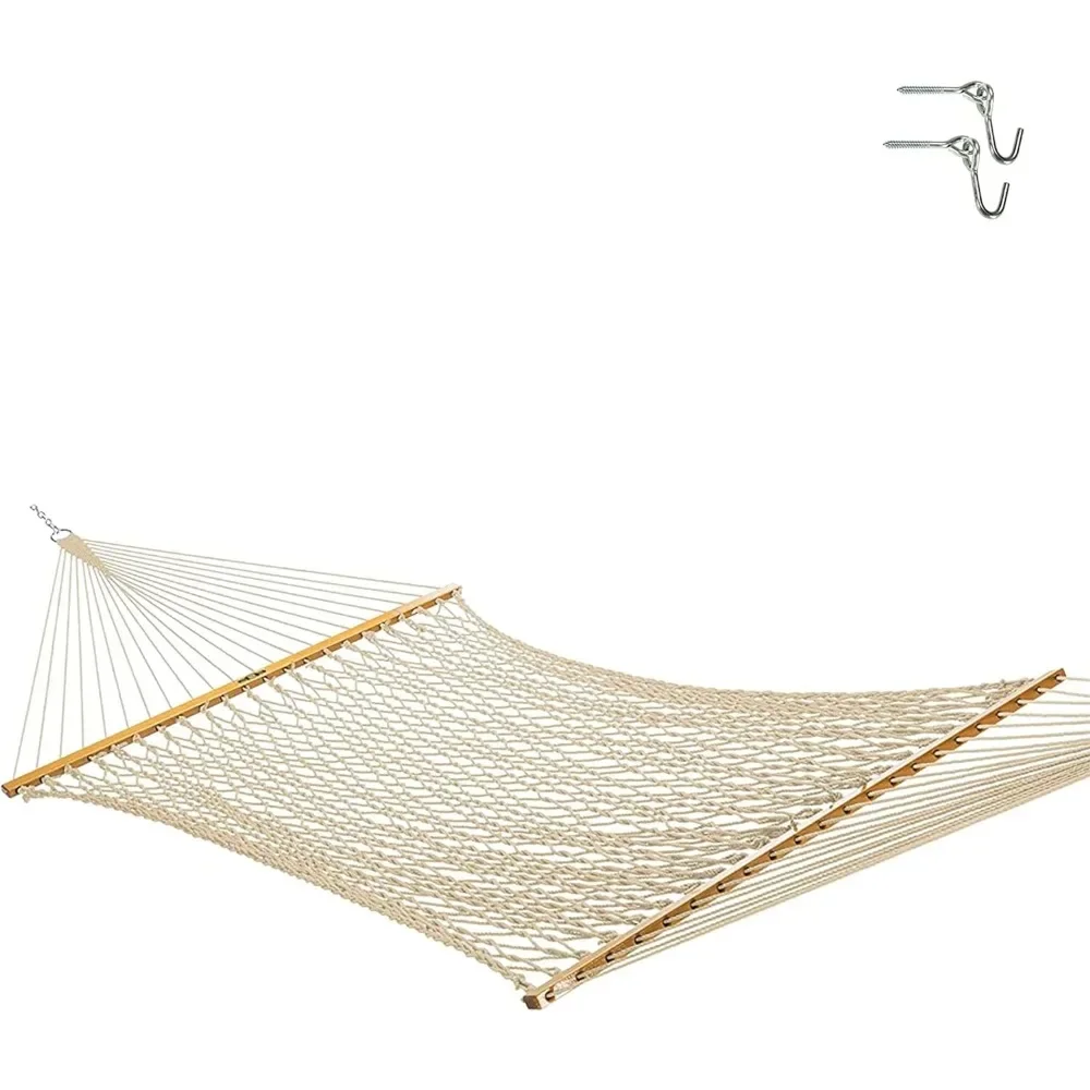 

Large Oatmeal Rope Hammock with Free Extension Chains & Tree Hooks,Accommodates 2 People,450 LB Weight Capacity, 13 ft. x 55 in.