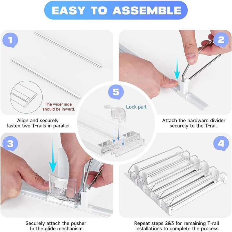 

D9-Drink Organizer For Fridge, Self-Sliding Soda Can Dispenser For Refrigerator And Adjustable Width Reusable Durable Easy To Us
