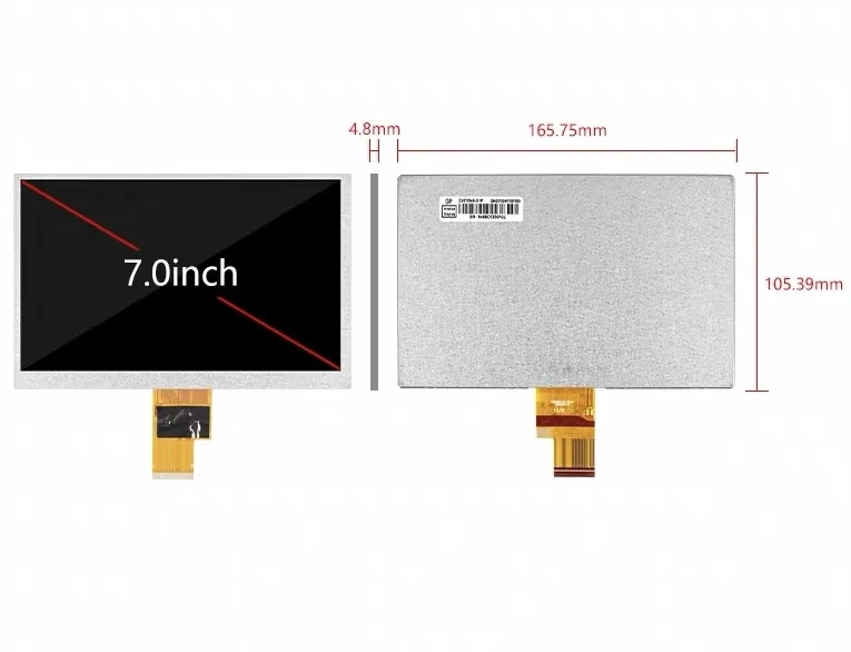 Brand-New, Genuine 7-inch LCD Display, Wide-Temperature Industrial Control Screen, ZJ070NA-01P