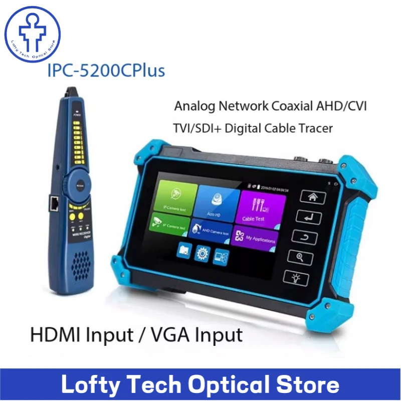 IPC-5200PLUS TESTER CCTV installation and troubleshooting 8K HDMI+VGA Input+SDI+Cable Finder, IP/HD-TVI/CVI/AHD/HD-SDI/CVBS