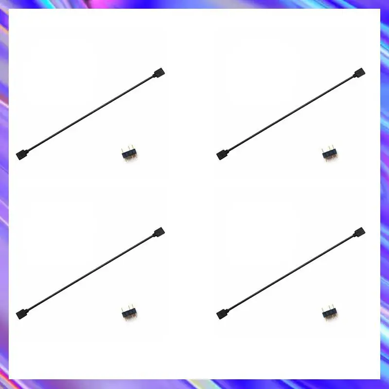 

4X 5V 3-Pin Extension Cable For Computer Motherboard Hub Cable Connection Extension ARGB Splitter, Black