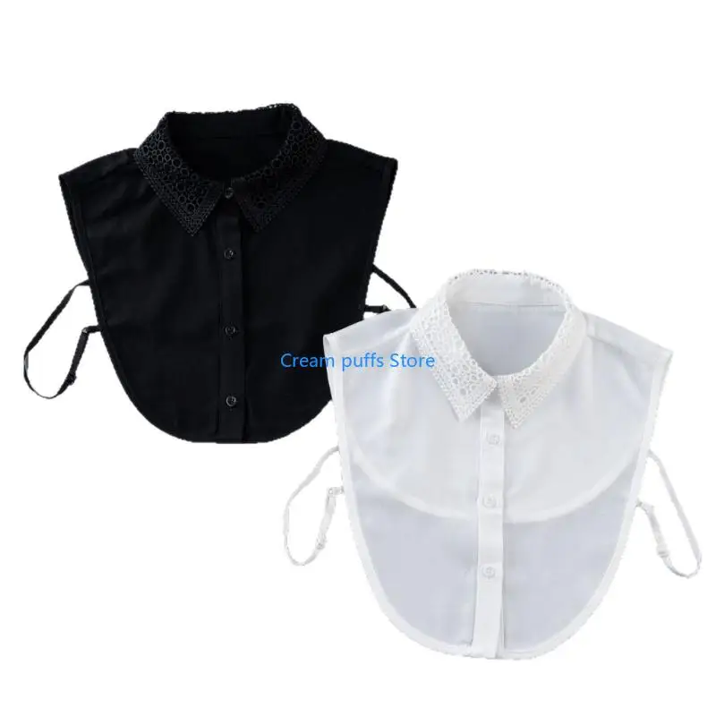 50LE، طوق دانتيل عصري قابل للفصل، قطعة عنق مريحة بنصف قميص، حشوة للمناسبات الرسمية