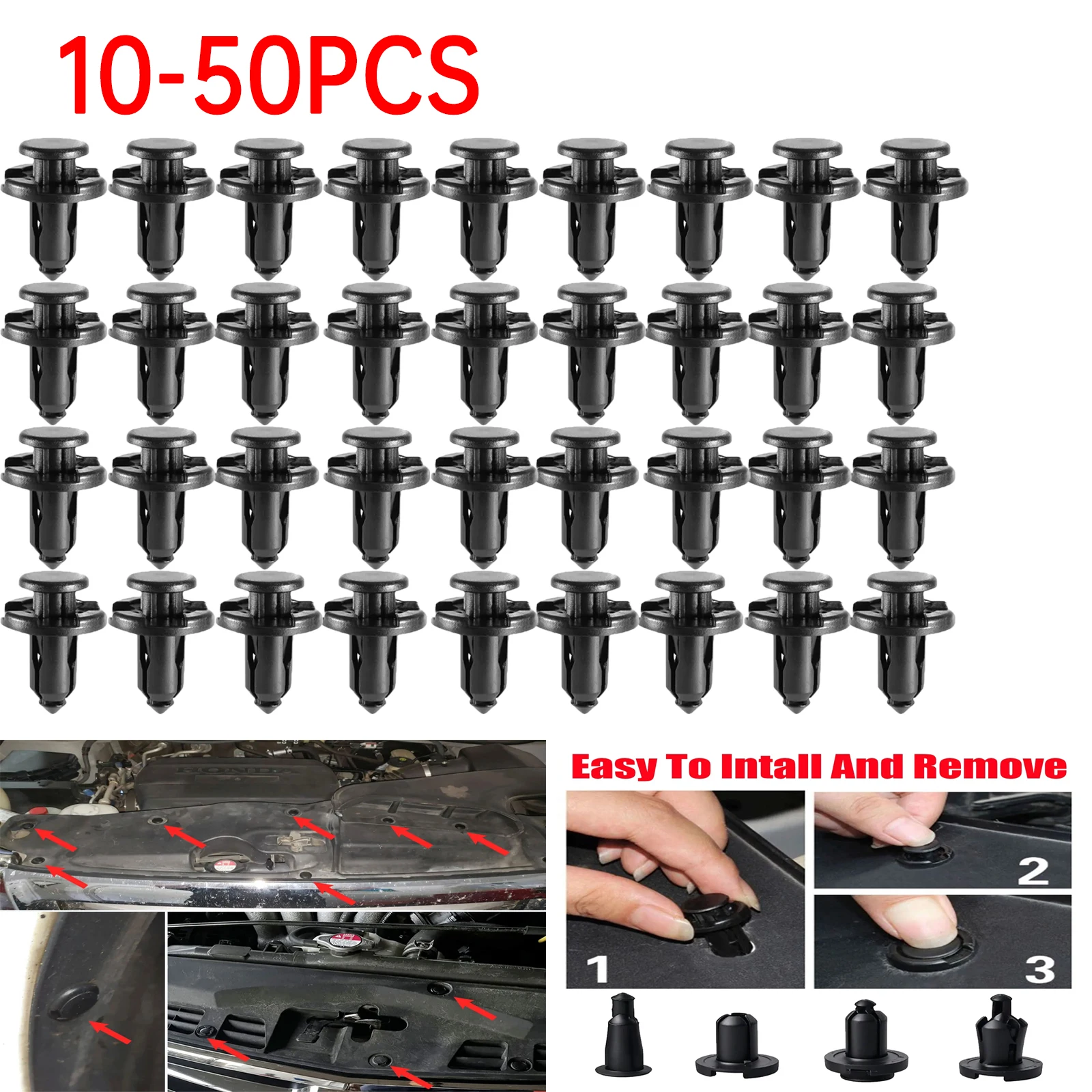 10-50PCS Car Bumper Clips 10mm Fender Push in Retainer Fastener Retainer Screw Fender Clips for Honda Accord Civic CR-V Pilot