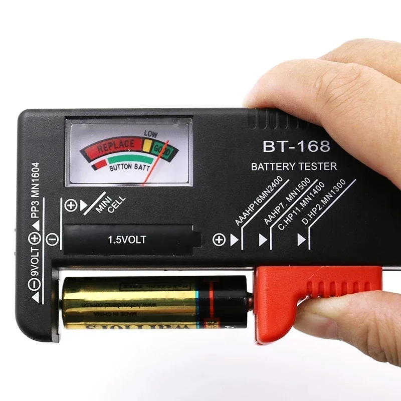 BT-168 baterai Universal, AA/AAA/C/D/9V/1.5V tombol sel warna pengukur kode menunjukkan Volt Tester BT168 Power