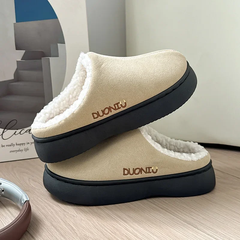

Warm Cotton Slippers for Women Winter Thickened Velvet Anti Slip Soft Soled Cotton Shoes for Women Fashion Comfort Womens Shoes