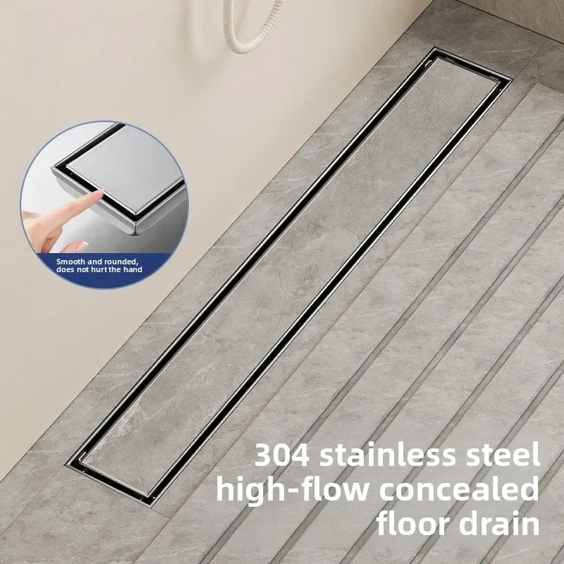 304 Stainless Steel Invisible Floor Drain Gold Hidden Extended Floor Drain Anti-Odor Shower Drain Bathroom Accessories Drainer