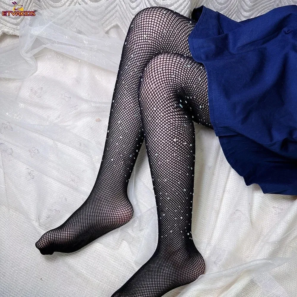 Kids Mesh Stocking Fishnet Socks Rhinestone Glitter Embellish for Children 1 To 14 Years Girls Baby Tights Socks Accessories