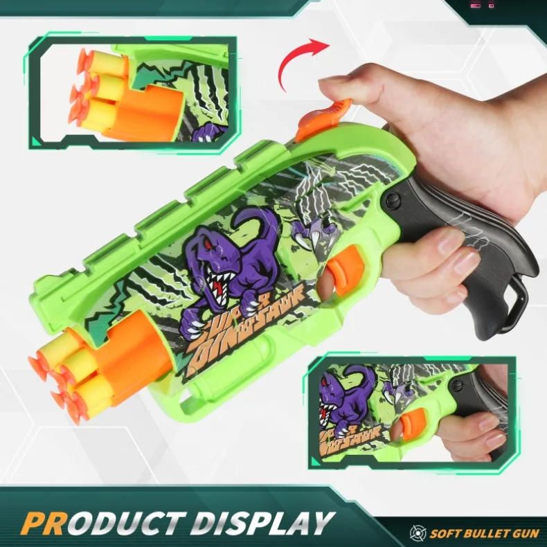Kinder Air Soft Bullet Gun Spielzeug Graffiti Shark Farbschema 6-Runde Automatische Sichere Outdoor Schießen Sport Kinder Jungen geschenke – Detail 10